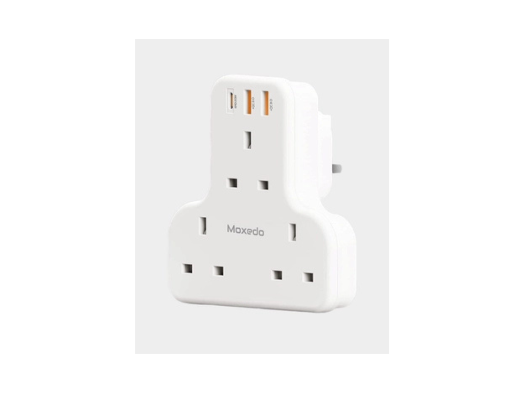 Moxedo 6 in 1 UK-Plug Power Extension Adapter with 3 AC Outlet 2 USB-A Ports and 20W Type-C - Moxedo 6 in 1 UK-Plug Power Extension Adapter with 3 AC Outlet 2 USB-A Ports and 20W Type-C -